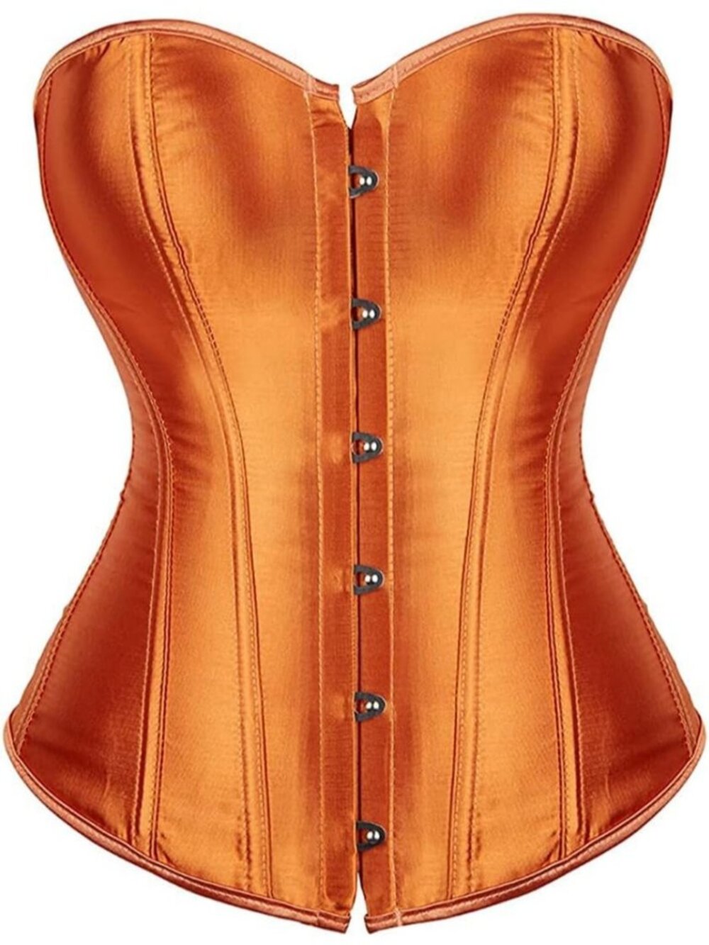 Women Orange Sexy Boned Overbust Bodysuit Lace up Corset and Strap Bustiers Top
